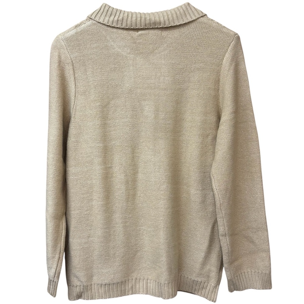 NWT collared cable knit tan cardigan, medium - Picture 2 of 8